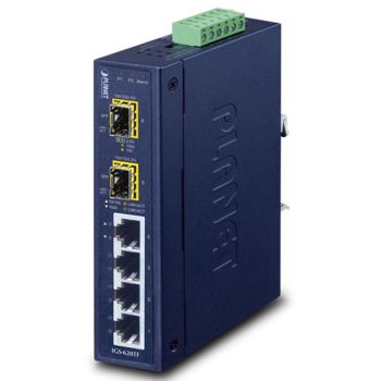 6-портов суич, 4x10/100/1000T + 2x100/1G/2.5GBASE-X SFP, IP30 - 1