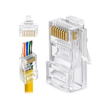 Конектор RJ45 8P8C, Pass Through, кат. 5е, UTP, за кръгъл кабел