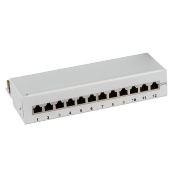 10" мини пач панел STP, 12 порта RJ45, кат.5e, 1U, сив