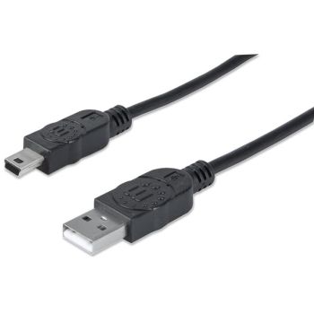 USB 2.0 Hi-Speed свързващ кабел A-Mini-B 5 pin, M-M, черен - 1