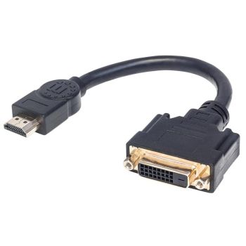 HDMI към DVI-D адаптер с кабел, черен - 1