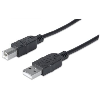 USB2 кабел USB A/B M-M, екраниран, черен - 1