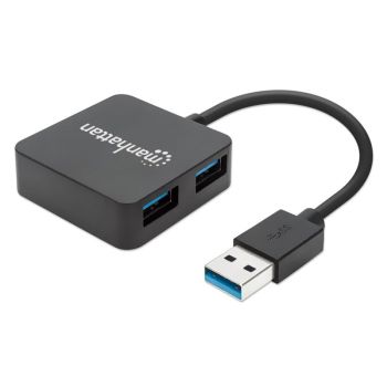 USB 3.2 хъб с 4 порта USB A женски + 1 USB A мъжки, черен - 1