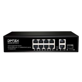 PoE Switch 8*10/100M PoE + 2*1000M RJ45 Uplink + 1*1000M SFP, 120W