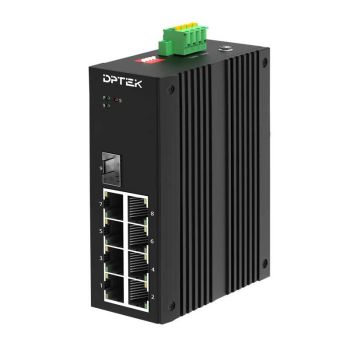 Индустриален суич 8*10/100/1000Base-T RJ45 + 1*1000Base-X SFP, Din-rail