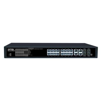 PoE Switch:16*10/100/1000M PoE + 4*1000M RJ45 + 4*1000M SFP, 250W