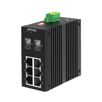 Индустриален суич 6*10/100Base-TX RJ45 PoE + 2*100Base-FX SFP, Din-rail