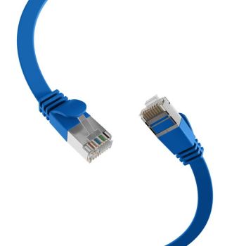 RJ45 Flat patch cable U/FTP, Cat. 6A, PVC, blue