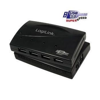 LOGILINK UA0091 USB 3.0 4-Port Hub, active, incl. PSU, black LogiLink - 1