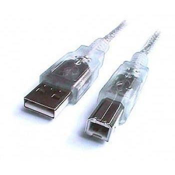 USB2.0 Hi-Speed Кабел, shielded, USB A male - USB B male, transparent-silver - 4.5m