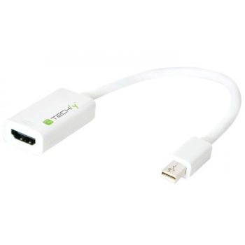 Адаптер mini Display port 1.2 мъжки към HDMI женски, 15 см, бял  - 1