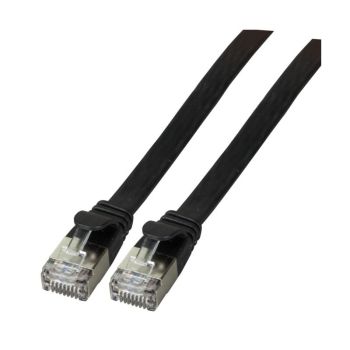 RJ45 Плоска пач корда екранирана U/FTP, Kатегория 6а, черна  - 1