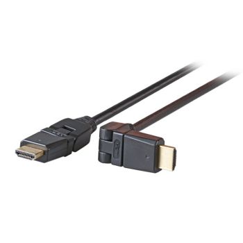 HDMI HighSpeed connection cable, Plug Type A - Plug Type A, 360° Rotation, black  - 1