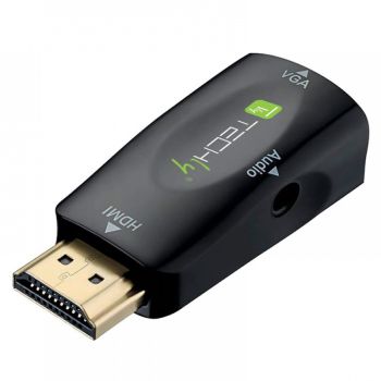 Мини адаптер HDMI към VGA с аудио жак, M-F, черен - 1