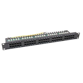 ISDN 19" пач панел - телефонен, 50x RJ45 UTP, черен