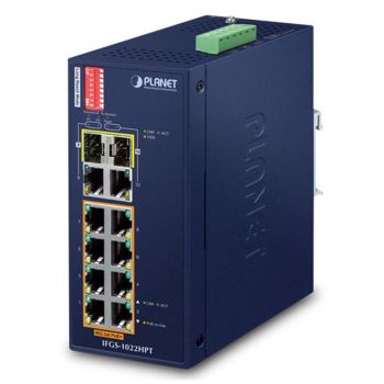 IP30 Индустриален суич 8x10/100TX 802.3at PoE +2xT/SFP - 1