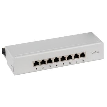 10" мини пач панел STP, 8 порта RJ45, кат. 5e, 1U, сив