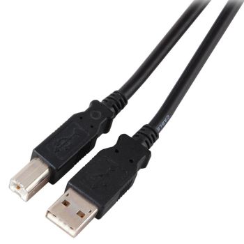 USB2.0 кабел, екраниран, USB A мъжки - USB B мъжки, черен