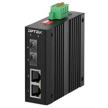 Индустриален оптичен конвертор 2*10/100Base-TX RJ45 PoE + 2*100Base-FX SFP, Din-rail