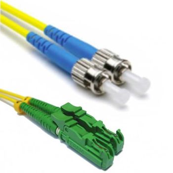 E2000/APC-ST/UPC, duplex, single mode OS2, 3 mm fiber optic patch cable