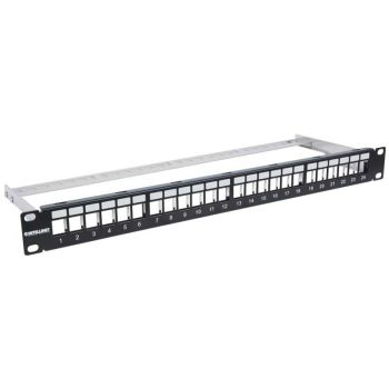 24-port empty patch panel for UTP/STP Jacks, black