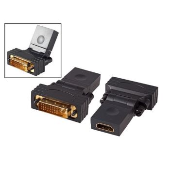 Адаптер HDMI 19P женски към DVI-D 24+1 мъжки въртящ се на 180° черен цвят