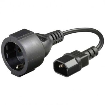 Кабел - адаптер IEC 320-C14 plug - CEE 7/4 jack, black - 0.23 метра Manhattan - 1