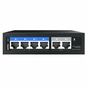 6 Ports Cloud-Managed PoE Switch,4 PoE + 2 Uplink