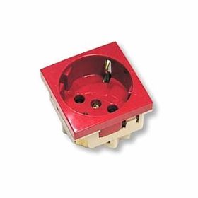 Power outlet Schuko 45x45 mm, angled, red